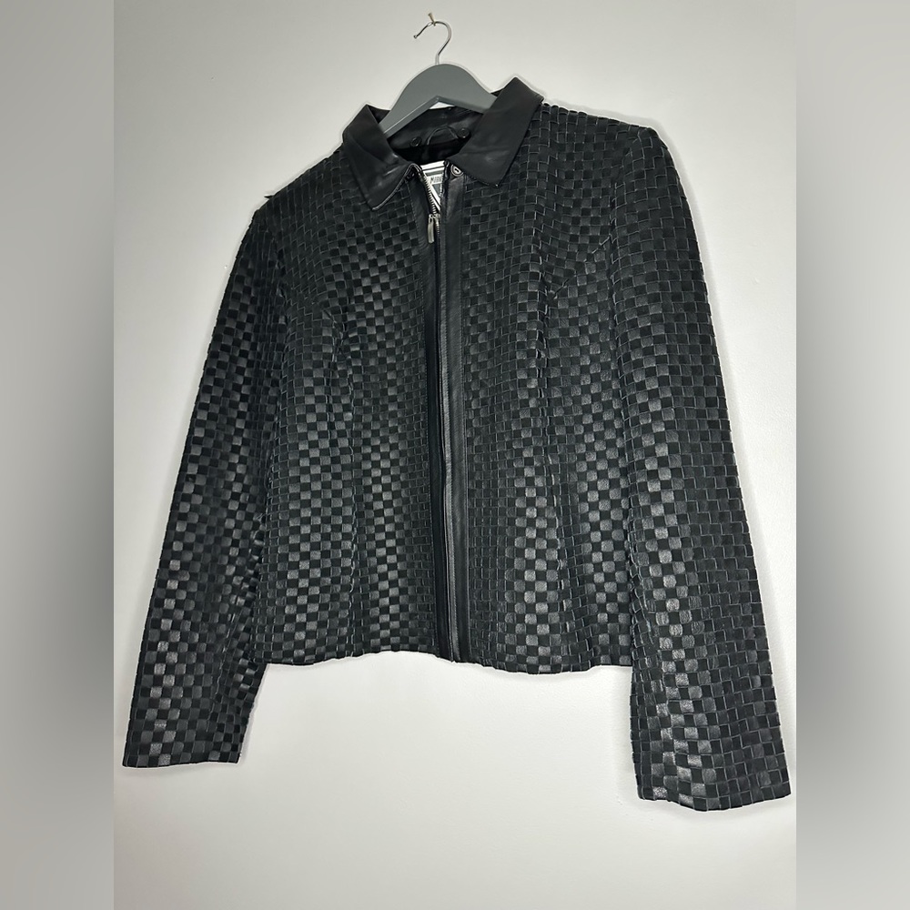 Marvin Richards Black Woven Leather Jacket Size L